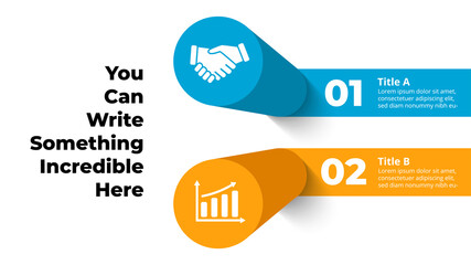 3D vector perspective infographic template. Presentation slide. 2 step lines. 