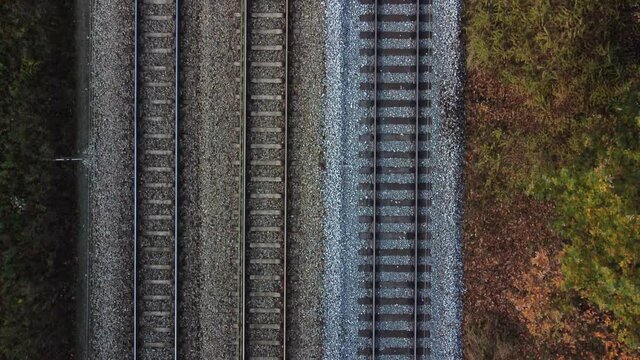 Flying Over Railway Tracks, Top View.
Aerial view of railroad