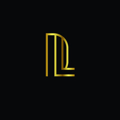 Creative Professional Trendy and Minimal Letter DL Logo Design in Black and Gold Color, Initial Based Alphabet Icon Logo in Editable Vector Format
