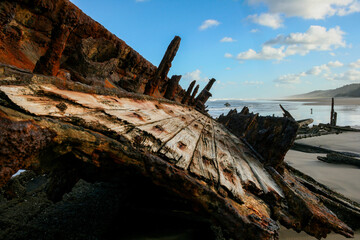 Shipwreck on the western beach of Fraser Island, Queensland, Australia