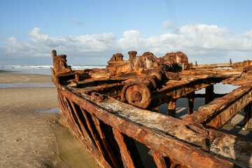 Shipwreck on the western beach of Fraser Island, Queensland, Australia