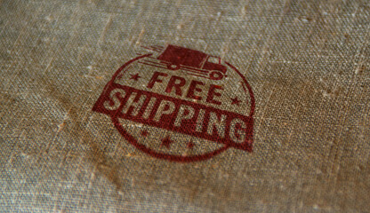 Fototapeta na wymiar Free shipping stamp and stamping