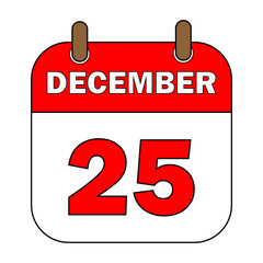 Simple illustration of 25 december calendar icon for Christmas holiday