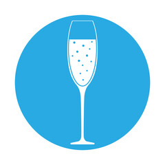 Simple illustration of a glass of champagne for Christmas holiday