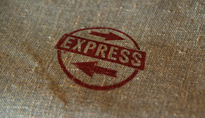 Fototapeta na wymiar Express stamp and stamping