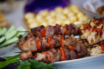 Restaurant meat skewers
