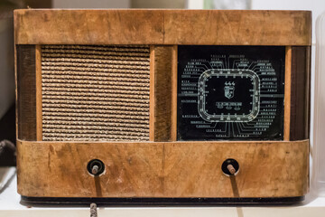 very old wooden radio, full picture