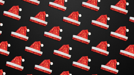 Red hat of Santa Claus. Festive red hats background          