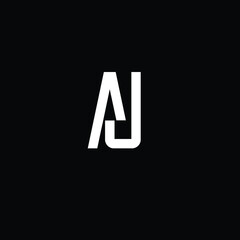 Obraz premium Creative Professional Trendy and Minimal Letter AU AJ Logo Design in Black and White Color, Initial Based Alphabet Icon Logo in Editable Vector Format
