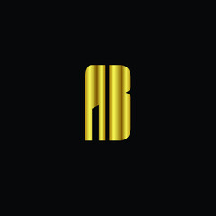 Creative Professional Trendy and Minimal Letter AB Logo Design in Black and Gold Color, Initial Based Alphabet Icon Logo in Editable Vector Format