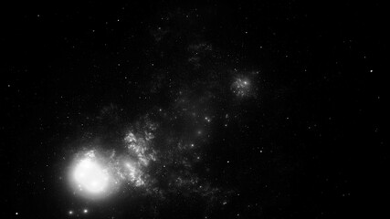 Fototapeta na wymiar Abstract monochrome fractal illustration looks like beautiful galaxies.