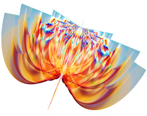 Abstract fractal illustration for creative design looks like flower on white background.