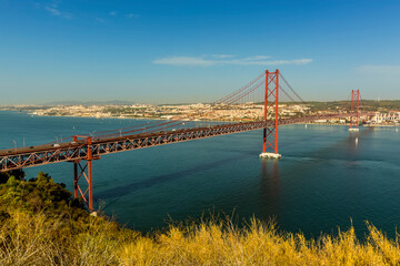 The bridge over the Tagus river named after the 25th April revolution in Portugal