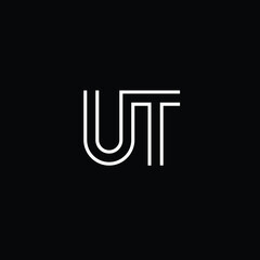 Creative Professional Trendy and Minimal Letter UT Logo Design in Black and White Color, Initial Based Alphabet Icon Logo in Editable Vector Format