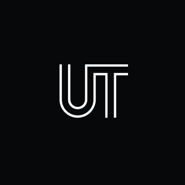 Creative Professional Trendy and Minimal Letter UT Logo Design in Black and White Color, Initial Based Alphabet Icon Logo in Editable Vector Format