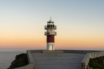 Cabo Ortegal lighthouse on the coast of Galicia at sunrise