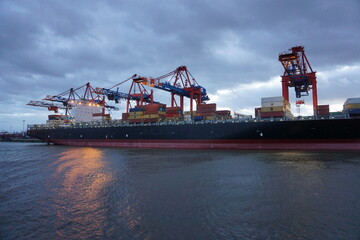 container cargo freight ship with crane