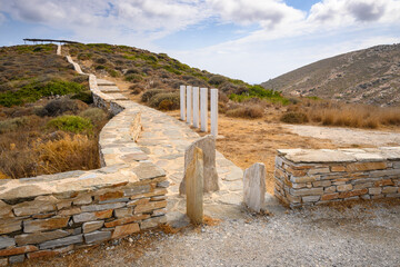 Path to Homer's Tomb, an archaeological Site on Ios Island. Cyclades, Greece
