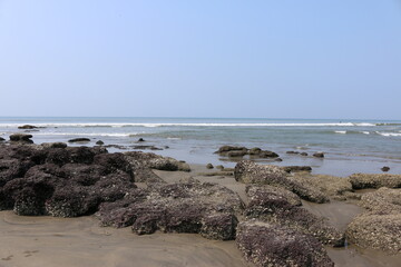 the stones on the seashore of Goa, India