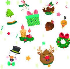 christmas element collection white background. set of christmas elements