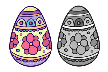Vector isolated illustration of lined silhouette of ornamental easter egg