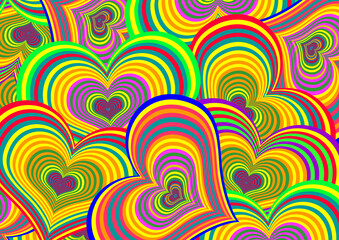 Beautifull abstract background made of fun colorful heart pattern for decoration	