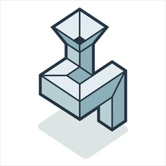 Filter with gutter pipeline, isometric flat icon. 3d vector colorful illustration. Pictogram isolated on white background.