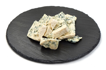 Blue cheese, gorgonzola, isolated on white background