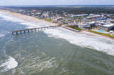 The St. Johns County Ocean and Fishing Pier in St. Augustine Beach, Florida in 2020.