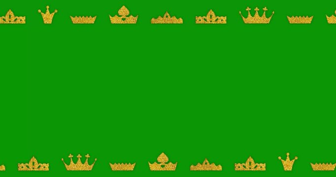 Crowns glitter moving strips pattern isolated on Chroma key background