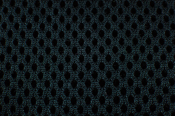 Black braided cotton net texture background. Close up.