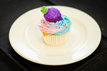 cupcake with icing and sprinkles