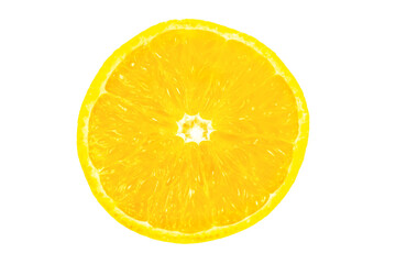 Close up photo of orange on white background. Oranges fruit cut in half, inside, macro view.