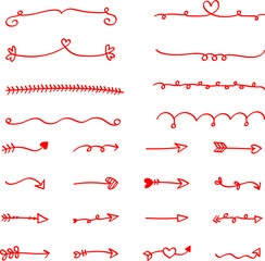 Collection arrows doodle style illustration