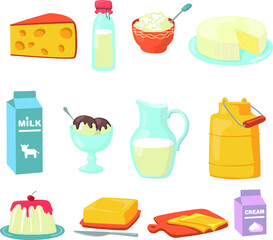 Dairy products set. food and drink icons