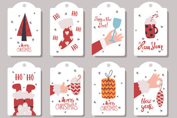 Collection of greeting tags for the new year. Vector illustration.
