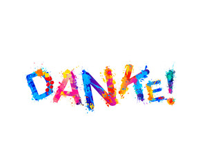 Thank you in German. Colorful splash paint letters