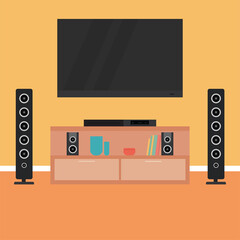 Home theater image. home entertainment - Vector illustration