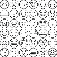 Emoji emoticons set face expression feelings collection. set of faces