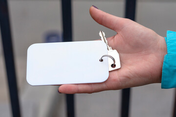 hand with token. Blank In Hand. key with form. Plastic card display front. Check offset card design