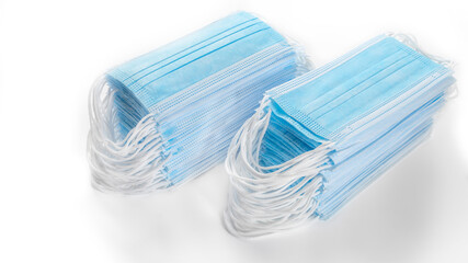 Medical disposable blue masks for protection against covid - 19 coronavirus