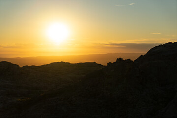 Sunset in the mountains against the backdrop of nature