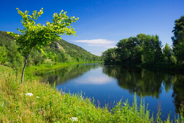 Fototapeta premium Lake Kamennoye (Stone Lake) in the Zhiguli Mountains, the Middle Volga region, Russia.