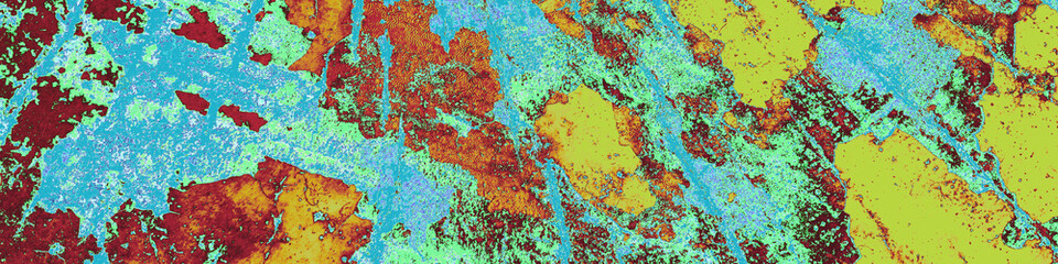 Azure Old Wood. Blue Scratched Banner. Colorful