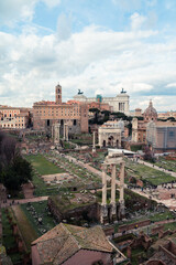 Fototapeta na wymiar Cityscape view on ancient Palatine Hill in Rome