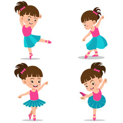 Set of Happy Kids Dancing Ballet