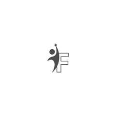 Letter F icon logo with abstrac sucsess man in front, alphabet logo icon creative design