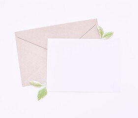 Blank White Paper Flat-lay with Envelope