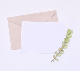 Blank White Paper with Envelope Simple Flat-lay