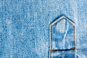 clothing items blue stonewashed faded jeans cotton fabric texture with seams, clasps, buttons and...